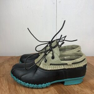 ll Bean moc Boots Womens 6 shoes green blue waterproof ankle boots